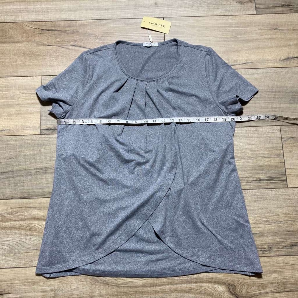 Ekouaer Womens Short Sleeve Pajama Top With Built In Tank Size Large Gray - Picture 2 of 9